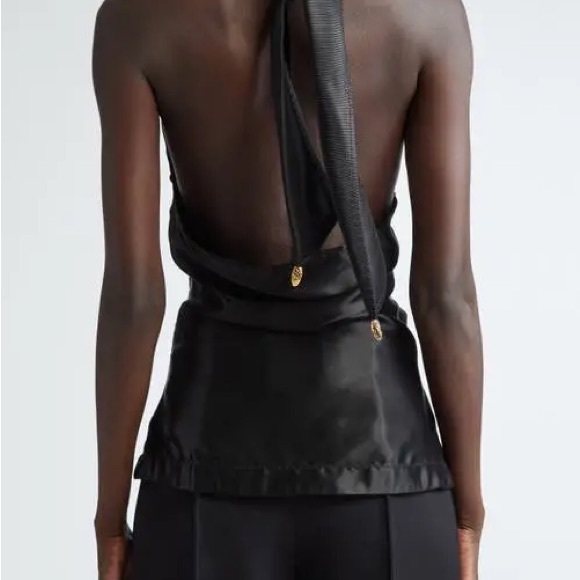 Sleek Black Halter Top with gold accents - Picture 6 of 7